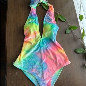 J. Valentine Velvet Tie-Dye Halter Rave Festival Suit
